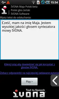 IVONA Maja Polish beta android App screenshot 1